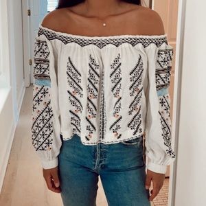 cropped free people off the shoulder blouse
